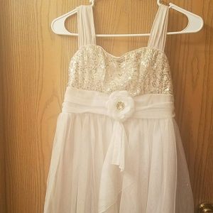Prom Formal ivory, gold sequined dress